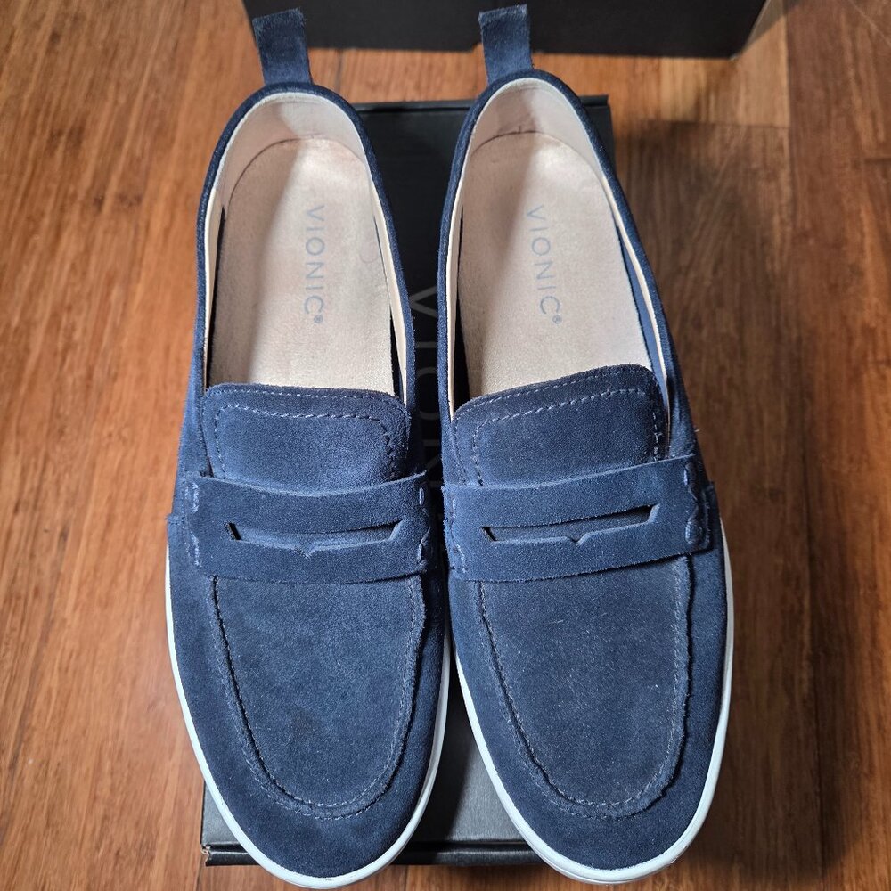 Vionic Suede Loafers in Navy Blue